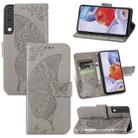 For LG Stylo 7 4G Butterfly Love Flower Embossed Horizontal Flip Leather Case with Bracket / Card Slot / Wallet / Lanyard(Grey) - 1