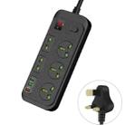 T17 3000W High-power 24-hour Smart Timing Socket QC3.0 USB Fast Charging Power Strip Socket , Cable Length: 2m, UK Plug(Black) - 1