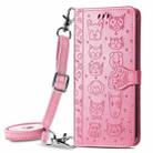 For Samsung Galaxy A32 4G Cute Cat and Dog Embossed Horizontal Flip Leather Case with Holder & Card Slots & Wallet & Crossbody Lanyard & Card Cover(Pink) - 1