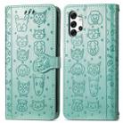 For Samsung Galaxy A32 4G Cute Cat and Dog Embossed Horizontal Flip Leather Case with Holder & Card Slots & Wallet & Crossbody Lanyard & Card Cover(Green) - 2