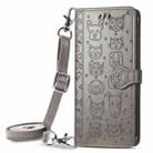 For Samsung Galaxy A52 5G/4G Cute Cat and Dog Embossed Horizontal Flip Leather Case with Holder & Card Slots & Wallet & Crossbody Lanyard & Card Cover(Gray) - 1