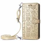 Cute Cat and Dog Embossed Horizontal Flip Leather Case with Holder & Card Slots & Wallet & Crossbody Lanyard & Card Cover(Gold)(For Samsung Galaxy A32 5G) - 1