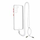 Transparent PC+TPU Phone Case with Contrast Color Button & Neck Lanyard For Samsung Galaxy S21 5G(White) - 1