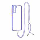 Transparent PC+TPU Phone Case with Contrast Color Button & Neck Lanyard For Samsung Galaxy S21 5G(Purple) - 1