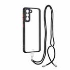 Transparent PC+TPU Phone Case with Contrast Color Button & Neck Lanyard For Samsung Galaxy S21 5G(Black) - 1