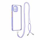 For Xiaomi Mi 11 Transparent PC+TPU Phone Case with Contrast Color Button & Neck Lanyard(Purple) - 1