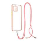 For Xiaomi Mi 11 Transparent PC+TPU Phone Case with Contrast Color Button & Neck Lanyard(Pink) - 1