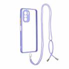 For Xiaomi Redmi K40 / K40 Pro Transparent PC+TPU Phone Case with Contrast Color Button & Neck Lanyard(Purple) - 1