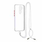 For Xiaomi Redmi 9 / Redmi 9 Prime/Poco M2 Transparent PC+TPU Phone Case with Contrast Color Button & Neck Lanyard(White) - 1