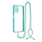 For Xiaomi Redmi  9 Power / Poco M3 Transparent PC+TPU Phone Case with Contrast Color Button & Neck Lanyard(Green) - 1