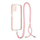 For Xiaomi Redmi  9 Power / Poco M3 Transparent PC+TPU Phone Case with Contrast Color Button & Neck Lanyard(Pink) - 1