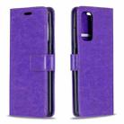 For Motorola Moto G100 Crazy Horse Texture Horizontal Flip Leather Case with Holder & Card Slots & Wallet & Photo Frame(Purple) - 1