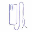 For OPPO Reno 5 Pro Transparent PC+TPU Phone Case with Contrast Color Button & Neck Lanyard(Purple) - 1