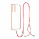 For OPPO Reno 5 Pro Transparent PC+TPU Phone Case with Contrast Color Button & Neck Lanyard(Pink) - 1