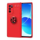 For OPPO Reno6 Pro Metal Ring Holder 360 Degree Rotating TPU Case(Red+Red) - 1