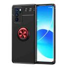 For OPPO Reno6 Pro Metal Ring Holder 360 Degree Rotating TPU Case(Black+Red) - 1