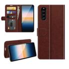 For Sony Xperia 10 III R64 Texture Single Horizontal Flip Protective Case with Holder & Card Slots & Wallet& Photo Frame(Brown) - 1