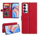 For OPPO Reno5 Pro+ / Find X3 Neo R64 Texture Single Horizontal Flip Protective Case with Holder & Card Slots & Wallet& Photo Frame(Red) - 1