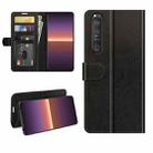 For Sony Xperia 1 III R64 Texture Single Horizontal Flip Protective Case with Holder & Card Slots & Wallet& Photo Frame(Black) - 1