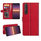 For Sony Xperia 1 III R64 Texture Single Horizontal Flip Protective Case with Holder & Card Slots & Wallet& Photo Frame(Red) - 1