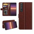 For Sony Xperia 1 III R64 Texture Single Horizontal Flip Protective Case with Holder & Card Slots & Wallet& Photo Frame(Brown) - 1