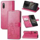 For Sony Xperia Ace II Four-leaf Clasp Embossed Buckle Mobile Phone Protection Leather Case with Lanyard & Card Slot & Wallet & Bracket Function(Magenta) - 1