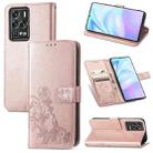 For ZTE Axon 30 Ultra 5G Four-leaf Clasp Embossed Buckle Mobile Phone Protection Leather Case with Lanyard & Card Slot & Wallet & Bracket Function(Rose Gold) - 1