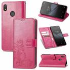 For Tecno Pop 3 Four-leaf Clasp Embossed Buckle Mobile Phone Protection Leather Case with Lanyard & Card Slot & Wallet & Bracket Function(Magenta) - 1