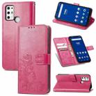 For Tone E21 Four-leaf Clasp Embossed Buckle Mobile Phone Protection Leather Case with Lanyard & Card Slot & Wallet & Bracket Function(Magenta) - 1