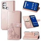 For Tone E21 Four-leaf Clasp Embossed Buckle Mobile Phone Protection Leather Case with Lanyard & Card Slot & Wallet & Bracket Function(Rose Gold) - 1