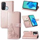 For OPPO Reno5 A Four-leaf Clasp Embossed Buckle Phone Leather Case(Rose Gold) - 1