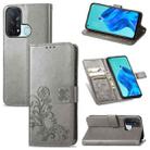 For OPPO Reno5 A Four-leaf Clasp Embossed Buckle Phone Leather Case(Gray) - 1