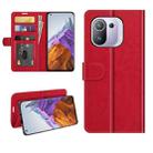 For Xiaomi Mi 11 Pro 5G / 4G R64 Texture Single Horizontal Flip Protective Case with Holder & Card Slots & Wallet& Photo Frame(Red) - 1