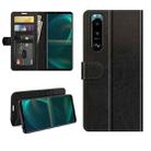 For Sony Xperia 5 III R64 Texture Single Horizontal Flip Protective Case with Holder & Card Slots & Wallet& Photo Frame(Black) - 1