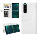 For Sony Xperia 5 III R64 Texture Single Horizontal Flip Protective Case with Holder & Card Slots & Wallet& Photo Frame(White) - 1