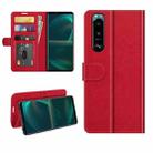 For Sony Xperia 5 III R64 Texture Single Horizontal Flip Protective Case with Holder & Card Slots & Wallet& Photo Frame(Red) - 1