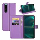 For Sony Xperia 5 III Litchi Texture Horizontal Flip Protective Case with Holder & Card Slots & Wallet(Purple) - 1