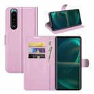 For Sony Xperia 5 III Litchi Texture Horizontal Flip Protective Case with Holder & Card Slots & Wallet(Pink) - 1