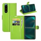 For Sony Xperia 5 III Litchi Texture Horizontal Flip Protective Case with Holder & Card Slots & Wallet(Green) - 1