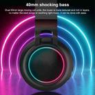BD01 Colorful LED Bluetooth 5.0 Headphones Foldable Wireless HiFi Stereo Headset with Mic, Support TF Card / 3.5mm AUX(Black) - 4