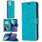 For iPhone 13 mini Crazy Horse Texture Horizontal Flip Leather Case with Holder & Card Slots & Wallet & Photo Frame (Blue) - 1