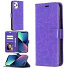 For iPhone 13 mini Crazy Horse Texture Horizontal Flip Leather Case with Holder & Card Slots & Wallet & Photo Frame (Purple) - 1