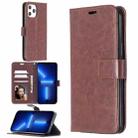 For iPhone 13 Pro Max Crazy Horse Texture Horizontal Flip Leather Case with Holder & Card Slots & Wallet & Photo Frame (Brown) - 1