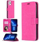 For iPhone 13 Pro Max Crazy Horse Texture Horizontal Flip Leather Case with Holder & Card Slots & Wallet & Photo Frame (Rose Red) - 1