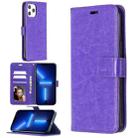 For iPhone 13 Pro Max Crazy Horse Texture Horizontal Flip Leather Case with Holder & Card Slots & Wallet & Photo Frame (Purple) - 1