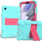 For Samsung Galaxy Tab A7 Lite T220 / T225 Two-Color Robot Shockproof Silicone + PC Protective Case with Holder(Teal+Hot Pink) - 1