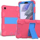 For Samsung Galaxy Tab A7 Lite T220 / T225 Two-Color Robot Shockproof Silicone + PC Protective Case with Holder(Hot Pink+Blue) - 1