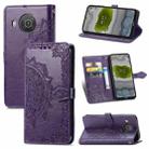 For Nokia X10 Mandala Flower Embossed Horizontal Flip Leather Case with Bracket / Card Slot / Wallet / Lanyard(Purple) - 1