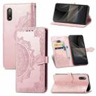 For Sony Xperia Ace II Mandala Flower Embossed Horizontal Flip Leather Case with Bracket / Card Slot / Wallet / Lanyard(Rose Gold) - 1