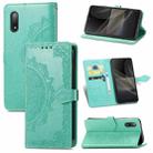 For Sony Xperia Ace II Mandala Flower Embossed Horizontal Flip Leather Case with Bracket / Card Slot / Wallet / Lanyard(Green) - 1